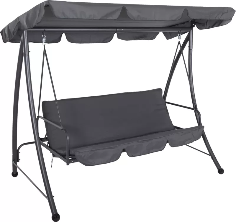 Shilte për verandë 3-vendëshe me diellore, LIKID, FH5980.01, metal dhe pëlhurë, gri, 200x120x164H cm