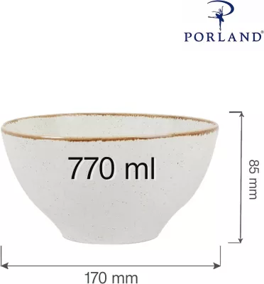 Tas porcelani Porland Seasons Sand 770 ml 170 mm, krem/bezhë, set 6 copë