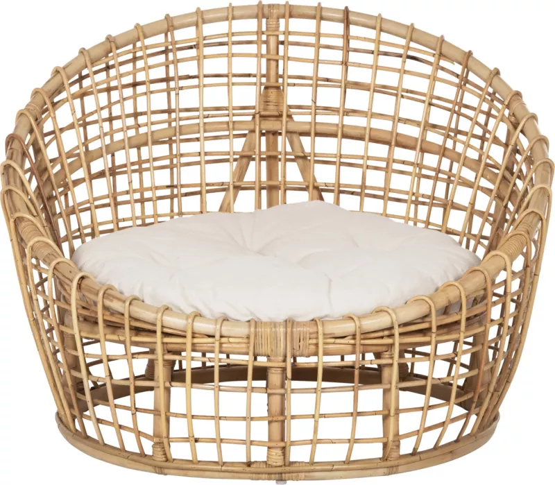 Karrige regjisore ENTO FH9814 rattan, ngjyrë natyrale, jastëk i bardhë, 106x94x82H cm