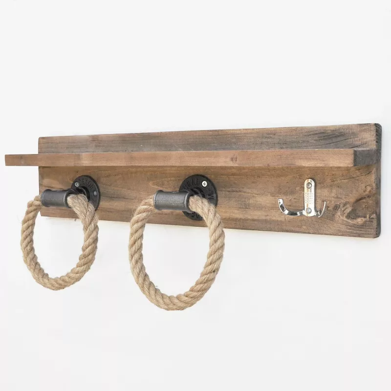 Varëse muri Pipe Hook, dru bredhi, ngjyrë arre, Boruraf174