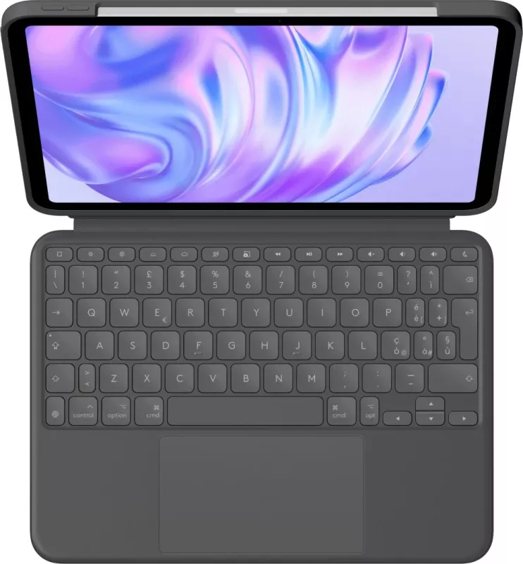 Mbështjellës me tastierë Logitech Combo Touch për iPad Pro 11 M4, QWERTY Italiane, trackpad, graphite