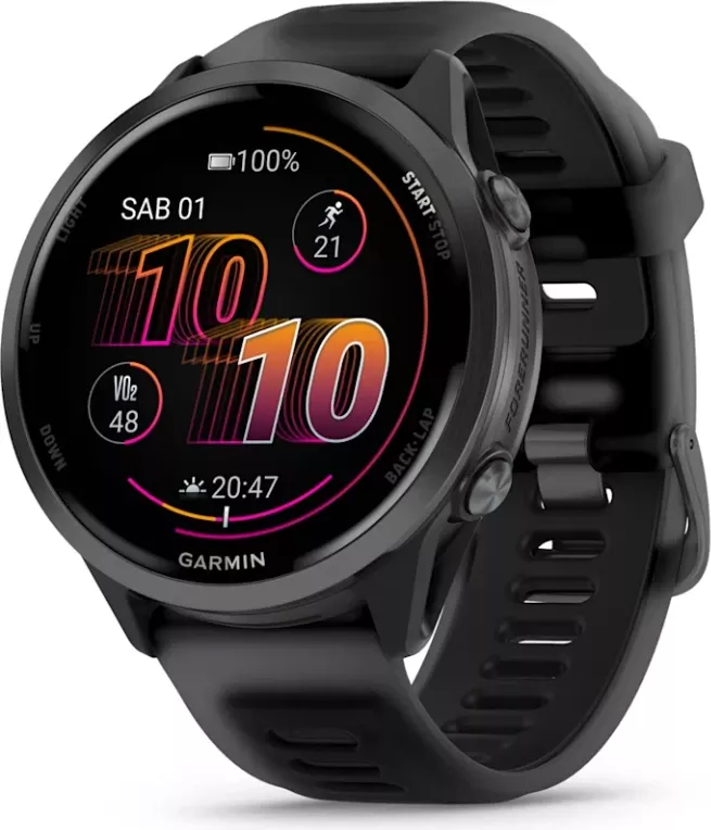 Smartwatch Garmin Forerunner® 570 Slate Gray Aluminum, Translucent Black/Black Strap, 47 mm