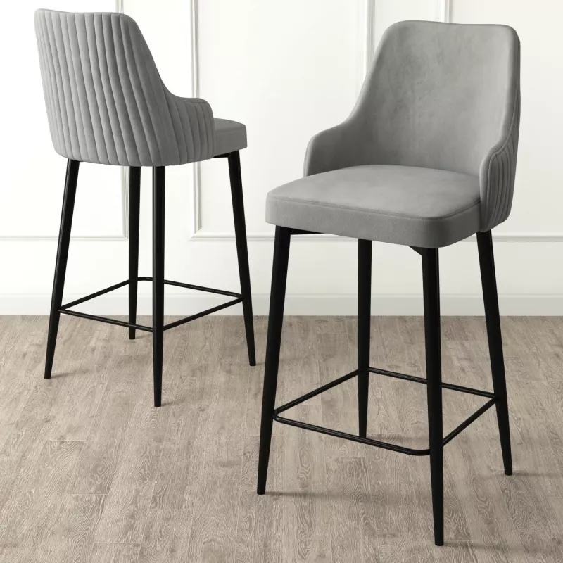 Set karrigesh për bar (2 copë), Hanah Home, Enox, gri e zezë