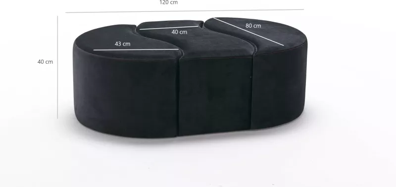 Pufë Alya, Atelier del Sofa, anthracite dhe rozë, set prej 2 copash