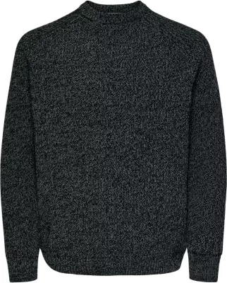 Xhemper për meshkuj Only & Sons Onsjoin Rlx Ls Raglan Knit 22034670, i zi [Madhësia: L]