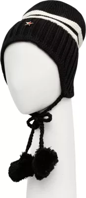 Kapelë beanie Tommy Hilfiger Jeans AW0AW18311 për femra, e zezë dhe bardhë