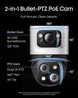 sistem monitorimi sigurie NVR PoE Anker eufy Security S4, 4 kamera (2x eufy E40 + 2x eufy S4), HDD 2TB, 8-kanal (zgjerim deri 16), 4K, bardhë/zi