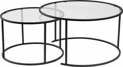 Set tavolinash kafeje Nordure, Aurum - 80, 60 - e zezë, transparente