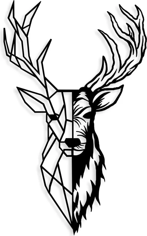 Aksesor dekorativ metalik për mur, Wallity, Red Deer 2, ngjyrë e zezë, 42x70cm