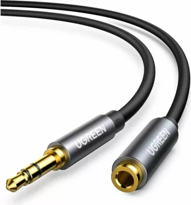 Kabllo zgjatimi audio 3.5mm UGREEN 10593, mashkull-në-femër, 1.5 m, e zezë