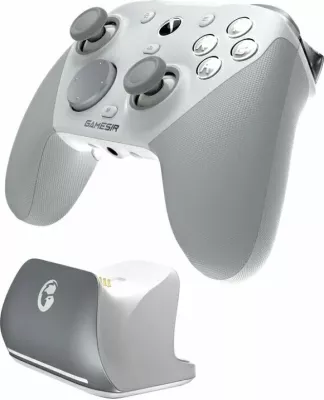 Kontroller GameSir G7 Pro Mech, tri-mode (wired/wireless/Bluetooth), Hall Effect, 25 butona, prizë për kufje, i bardhë/gri
