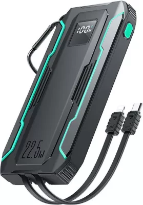 Powerbank Joyroom JR-L017, 10000mAh, 22.5W, me kabllo Lightning + USB-C, e zezë