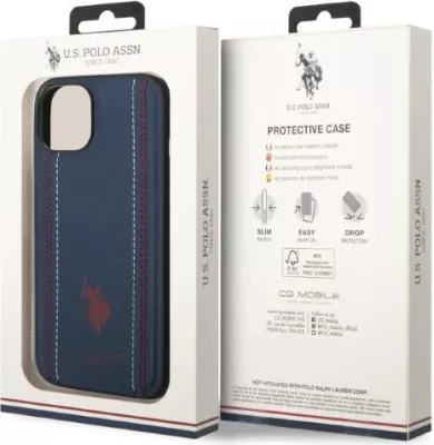 Mbështjellës U.S. Polo Assn. USHCP14MPFAV për iPhone 14 Plus 6.7", lëkurë sintetike, navy