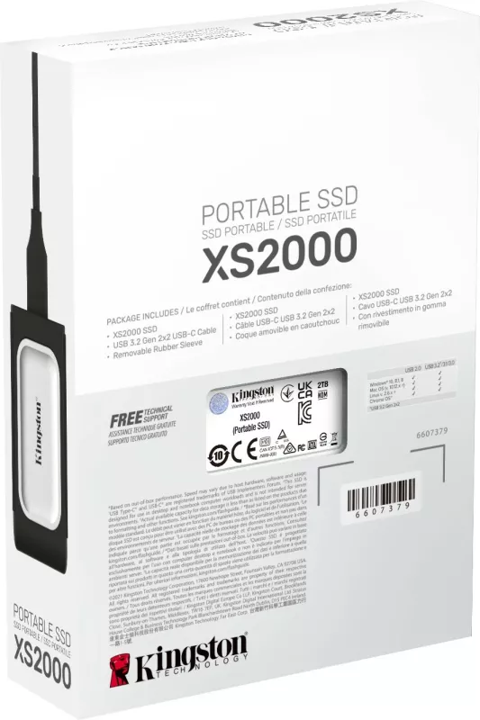 SSD portabël Kingston XS2000, 2 TB, USB Type-C, i zi, argjendtë