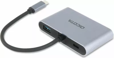 Docking station DICOTA D32064, USB Type-C, Silver
