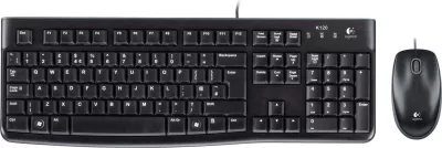 Tastierë dhe maus Logitech Desktop MK120, Wired, USB, Mekanik, QWERTY, Zi