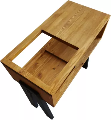 Mbajtëse për gramafon, Skye Decor, CPT2012-80, ngjyrë teak dhe e zezë