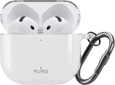 Mbështjellës TPU për AirPods 4 Puro 0.3 Nude, ultra i hollë, me karabinë, transparent