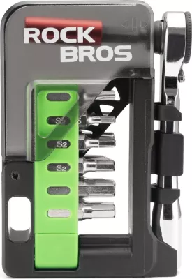 Set veglash për biçikletë Rockbros Mini Ratchet Tool Set, 12 bita, gjelbër transparent