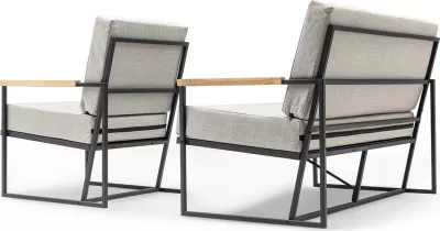Divan kopshti dy vendësh, Skye Decor, krahë druri, bezhë/zi, 124x83x60cm