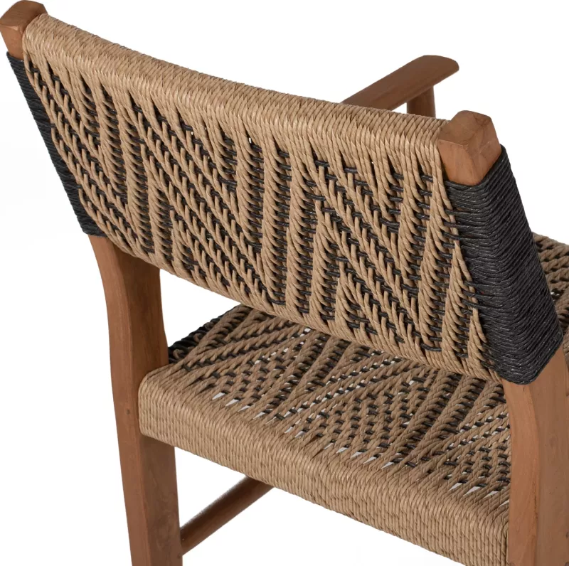 Karrige me krahë për ngrënie, dru teak, litar sintetik, 57x66x86H cm, FH9383.01