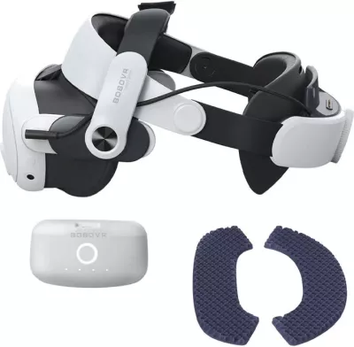 Rrip koke me bateri BoboVR M3 Pro për Oculus Quest 3 / Quest 3S, 5200mAh, i bardhë
