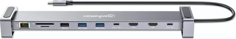 Docking station MANHATTAN 10-in-1 4K USB-C PD, 2xHDMI, gri