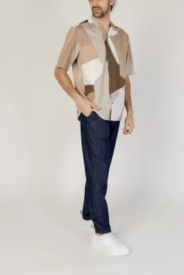 Këmishë me mëngë të shkurta për meshkuj Only & Sons Onstie Rlx Ss Aop Resort 22028044, kafe [Madhësia: XL]