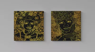 Pikturë dekorative në kanavacë (2 copë), Wallity, ASR2-CNV25-2, 40x40 cm