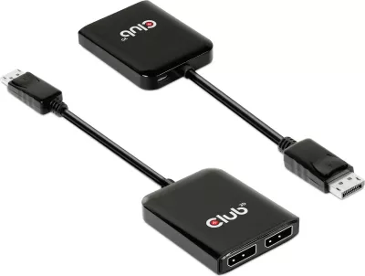 Adapter DisplayPort Club3D Multi Streaming Transport Hub 1xDP në 2xDP, 4K, i zi