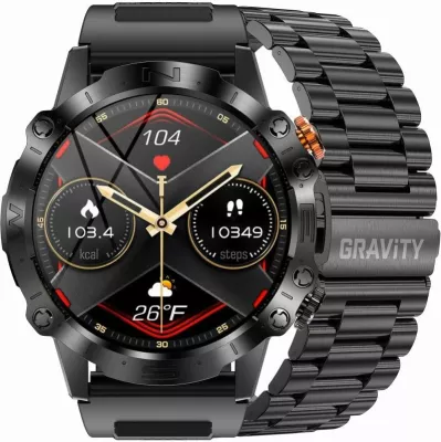 Smartwatch Gravity për meshkuj, e zezë