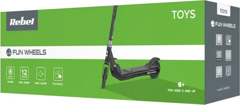 Trotinet elektrik Rebel FUN WHEELS, 100 W, 2 Ah, 25.2 V, i zi