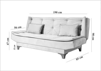 Krevati divan 3-vendësh, Atelier del Sofa, Kelebek, ngjyrë gri