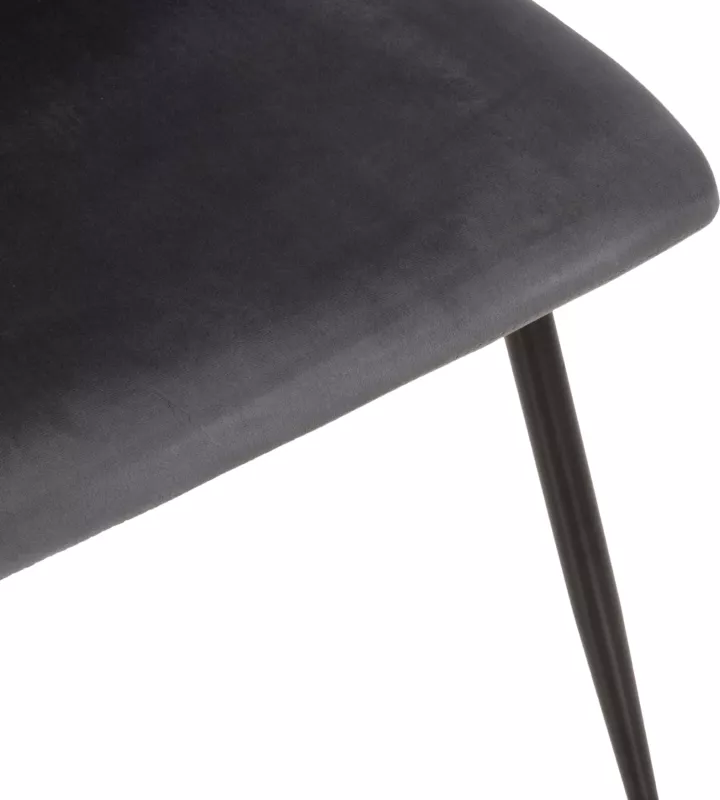 Karrige për ngrënie LATRELL FH8587.01 kadife gri & këmbë metali të zeza 43x54x88Hcm., set prej 4 copë