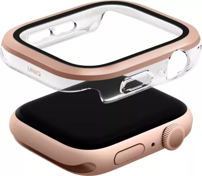 Mbështjellës UNIQ Voute për Apple Watch 10, 46mm, xham i fortë, rozë e artë