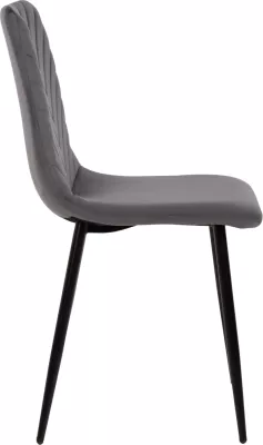 Karrige për ngrënie LATRELL FH8587.01 kadife gri & këmbë metali të zeza 43x54x88Hcm., set prej 4 copë