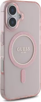 Mbështjellës Guess GUHMP16SHFGEREP për iPhone 16 6.1", hardcase, MagSafe, rozë