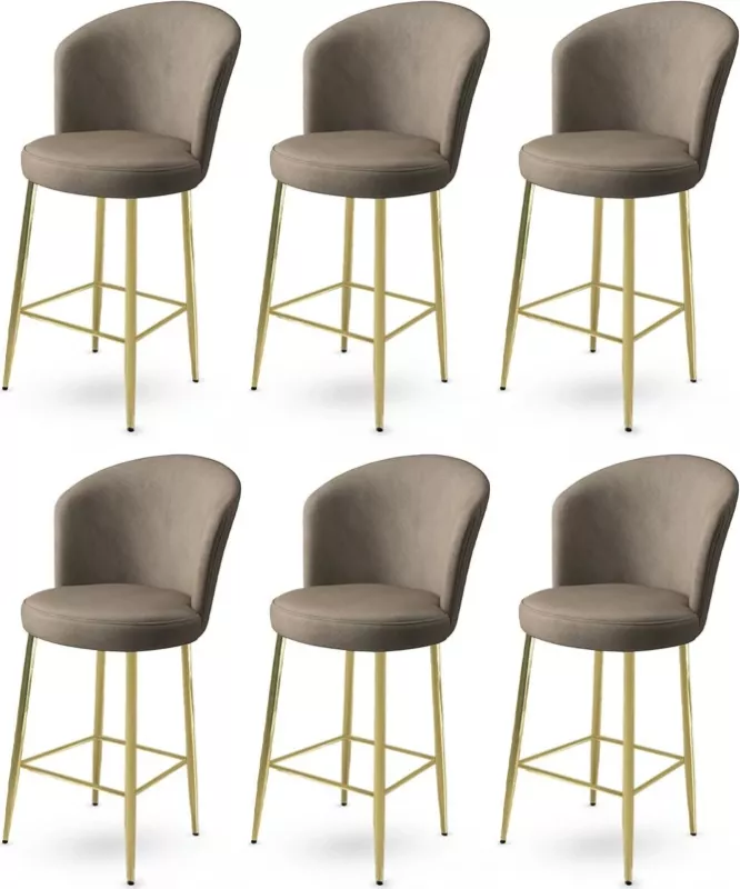 Set karrigesh për bar (6 copë), Hanah Home, Alte, kapuçino, ari