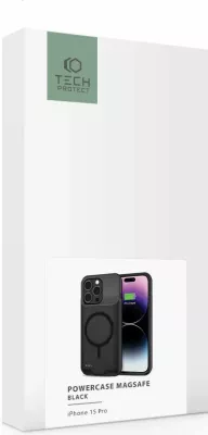 Mbështjellës me bateri Tech-Protect PowerCase për iPhone 15 Pro, MagSafe, 7000mAh, Zi