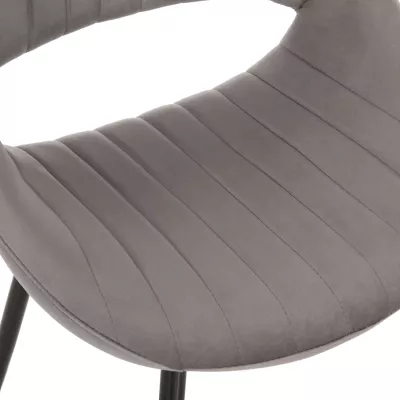 Karrige për ngrënie ODEN FH9001.01, kadife gri, këmbë metalike të zeza, 52x55x84H cm