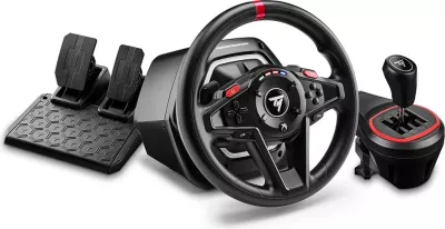 Set timon garash Thrustmaster T128-X Shifter Pack, Force Feedback, për Xbox Series X|S/Xbox One dhe PC, me pedale + TH8S shifter 8 shpejtësi, i zi