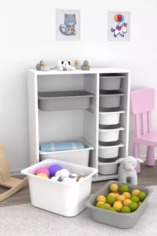 Dollap multifunksional Hanah Home, Zen 2D2K6U, i bardhë-gri