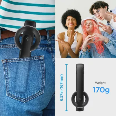 Selfie stick Spigen S571W me MagSafe, Bluetooth, tripod, e zezë