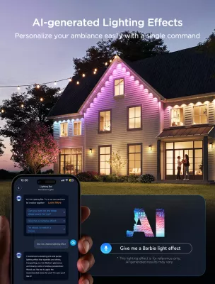 Drita LED të jashtme Govee Permanent Outdoor Lights 2 30 m RGBIC Wi‑Fi/Bluetooth IP67, shumëngjyrëshe