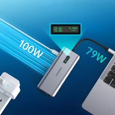 HUB multifunksional Choetech HUB-M26, 12-në-1, USB-C, HDMI, VGA, RJ45, Gri