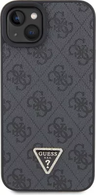 Mbështjellës Guess Crossbody 4G Metal Logo për iPhone 15/15 Plus, i zi, me rrip