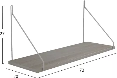 Raf muri AGILAN, FH9183.14, melaminë në ngjyrë SONOMA-metal i bardhë, 72x20x27H cm