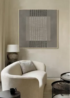 Pikturë dekorative FRAMED DREAM me kornizë, kanavacë, gri e bezhë, 80x80x4cm
