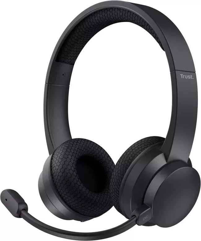 Kufje Trust Ayda, me kabllo dhe pa kabllo, Bluetooth, USB Type-C, të zeza