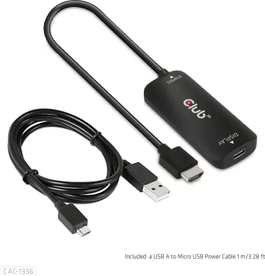 Adapter Club3D HDMI + MicroUSB në USB-C 4K120Hz, i zi